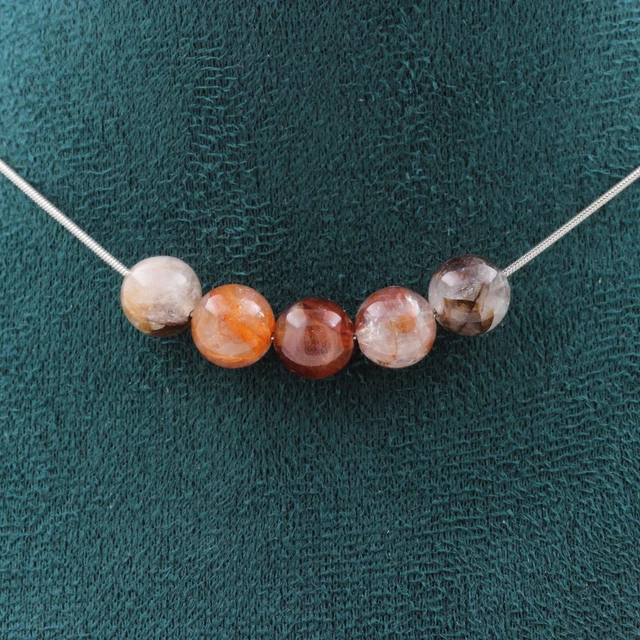 Collier Femme En Acier Avec 15 Perles D'Hématite Multicolore 8 Mm - Marque A Bijoux