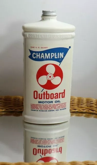 Vintage Champlin Outboard Motor Oil One Quart Plasticbottle  Enid Oklahoma Sae30