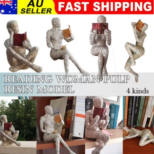 Woman Reading Figurine Pulp Women Reading Bookshelf Abstract Decor Resin Statue