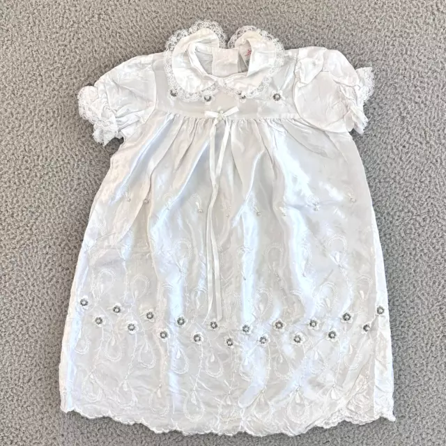 Vintage Christening Dress Toddler size 2 Baptism Madonna Pearls Beaded Embroider