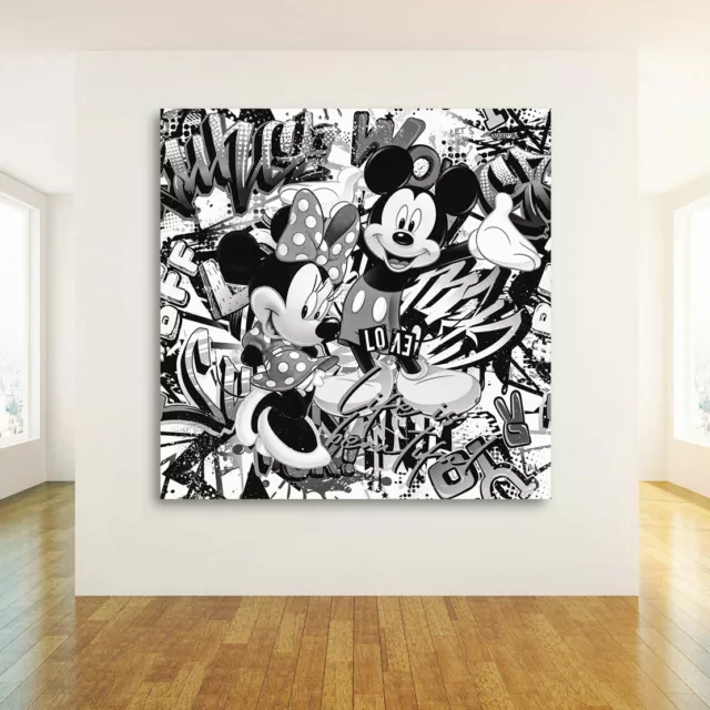 Leinwandbild Micky u. Minnie Comic Graffiti  schwarz weiss Bild Versand Gratis