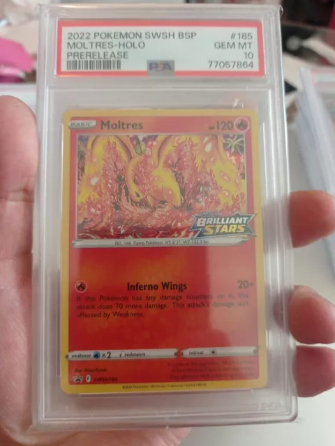 PSA 10 GEM MINT Moltres SWSH185 Black Star Promos Stamped Prerelease Pokémon