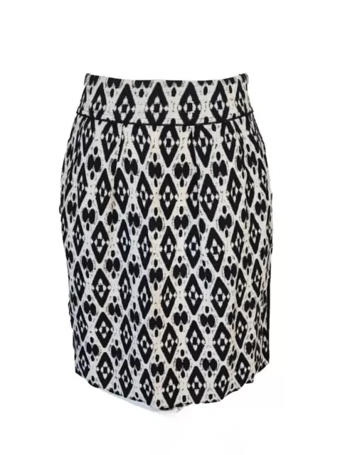 Boss Hugo Boss Black White Geometric Pencil Mini Viscose Skirt Sz 2