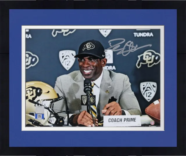 Framed Deion Sanders Colorado Buffalos Signed 8" x 10" Press Conference Photo