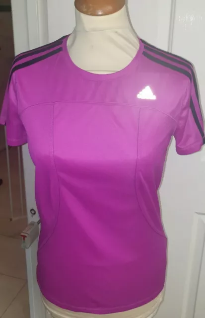 Adidas Climalite Women's Superb Short Sleeve Running Top Pink SIZE S 8-10