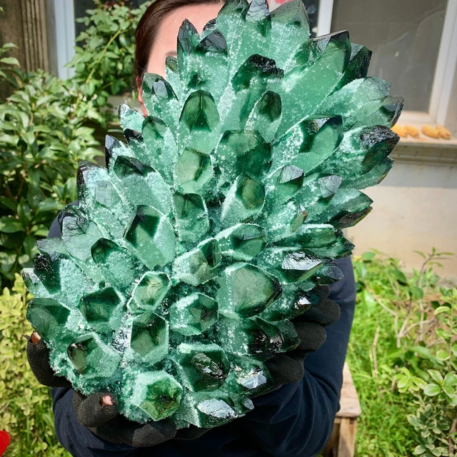 31.24LB   New Find Green Phantom Quartz Crystal Cluster Mineral Specimen Healing 7