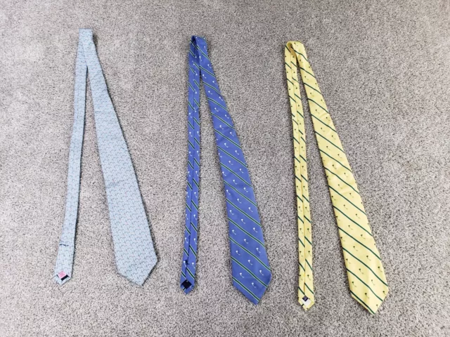 Vineyard Vines Marthas Custom Collection Lot Of 3 Men's Tie Blue Yellow Silk