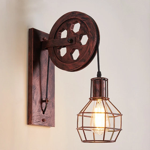 Antik Retro Vintage Industriell Holz Wandleuchte Wandlampe Wandleuchter Licht DE