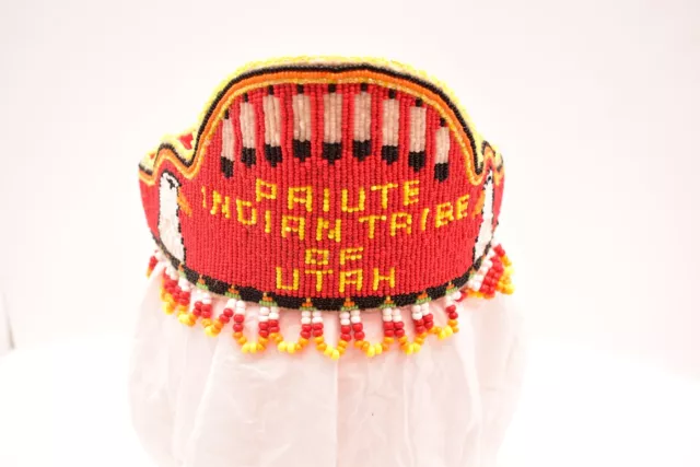 Vintage Native American Paiute Indian beaded Headdress Crown Regalia Utah