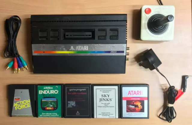 Atari 2600 Junior Console (Av-Modded) + 5 Games - Complete Setup