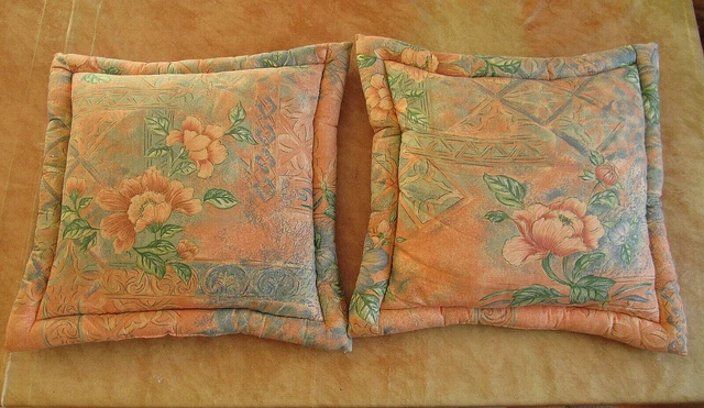 2 Housses De Coussin Lea D’Aubray – 65x65 Cm, Miel, Damas Floral, Fermeture éclair