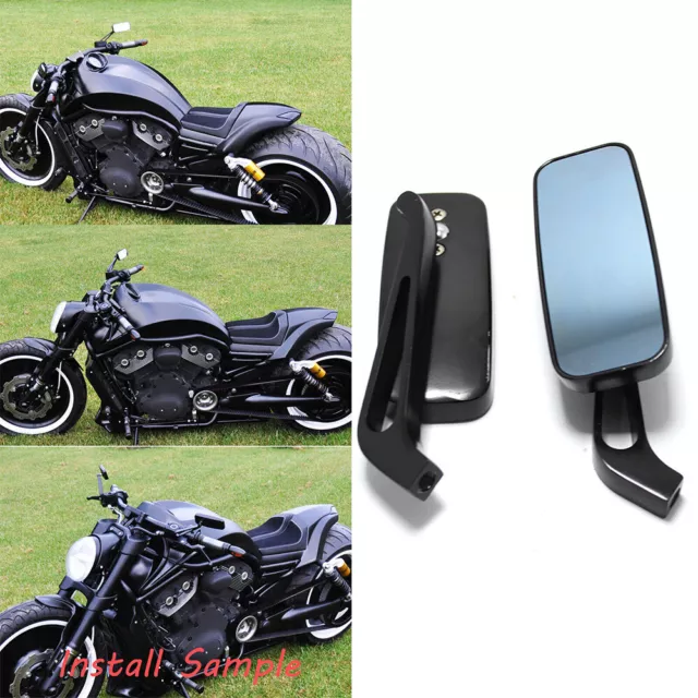 Black Rectangle Motorcycle Rear View Mirrors For 2018 Suzuki Boulevard M109R AUS