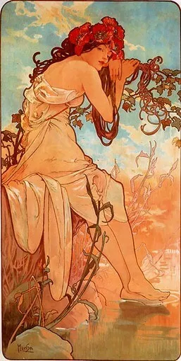 ALPHONSE MUCHA VINTAGE POSTER Summer Art Print RARE NEW