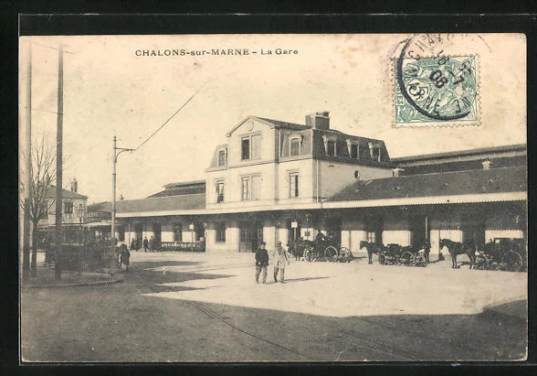 CPA Chalons-sur-Marne, La Gare, La Gare 1908