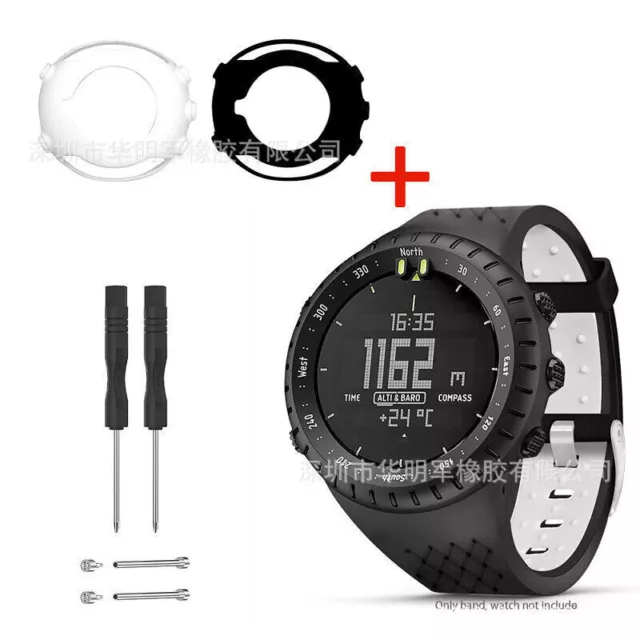 Silicone Watch Sport Strap Replace Band With Tools +2 Pcs Cases For Suunto Core