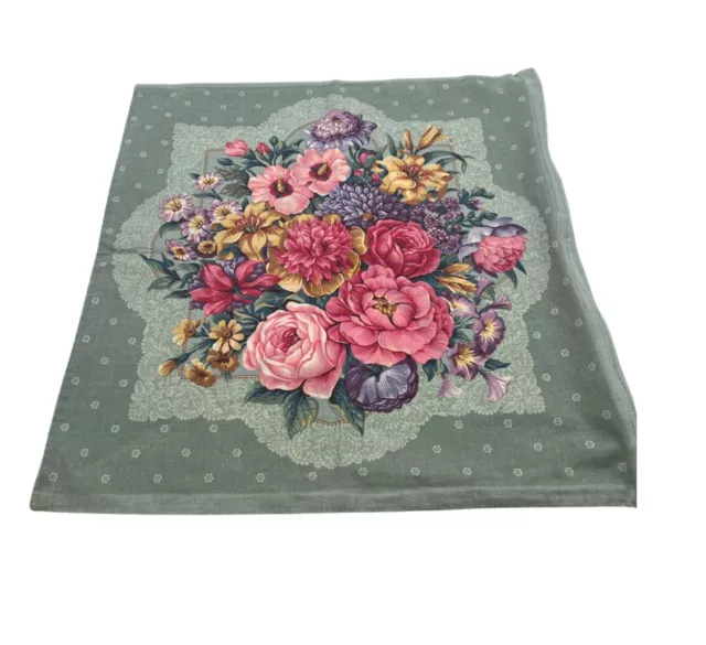 Pillow Case 16x 15.5” Square Cottage Core Floral Print Victorian Romantic FLAW