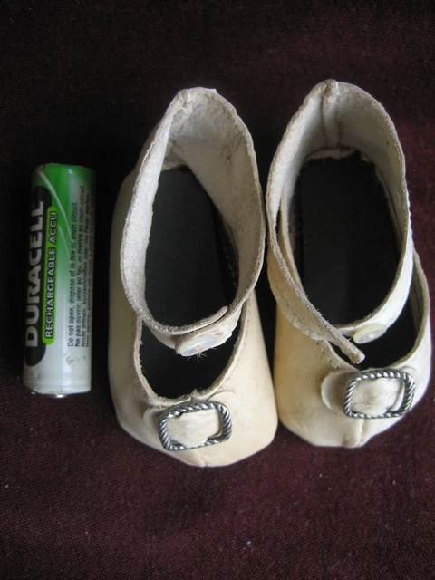 1 paire de chaussures anciennes + 1 de poupée 1900 poupée - Cuir - 4 cm