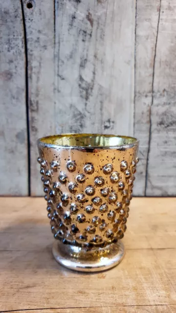 Becher/Vase/Gefäß in Bauernsilber-Art / Kupfer und Gold / Geschenk / Dekoration