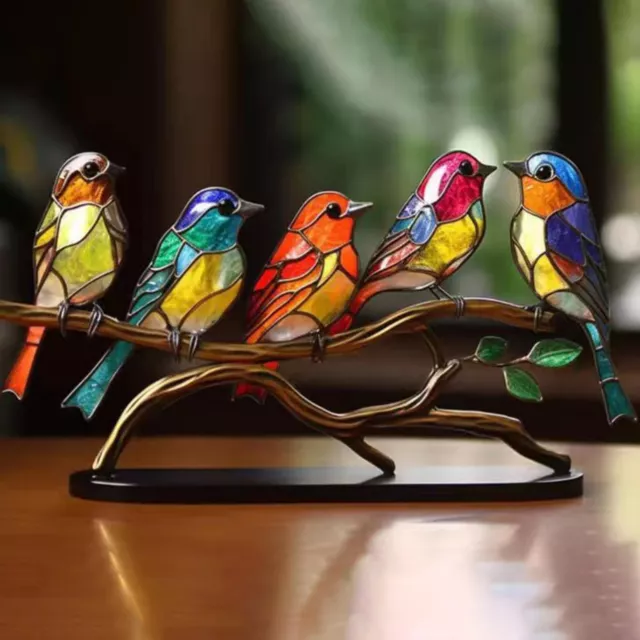 Metal Bird Desk Ornament Colorful Birds Figurine Home Office Tabletop Bird Decor 3