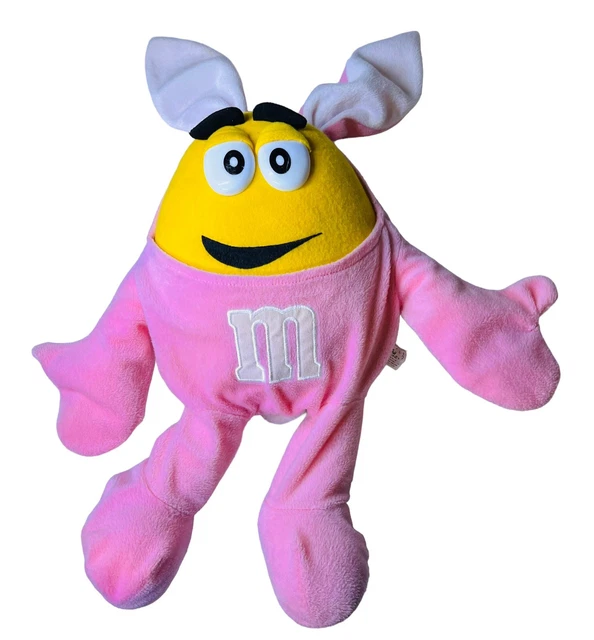 EASTER   Yellow 15” M&M  Stuffed in   Pink Bunny  Removable Costume