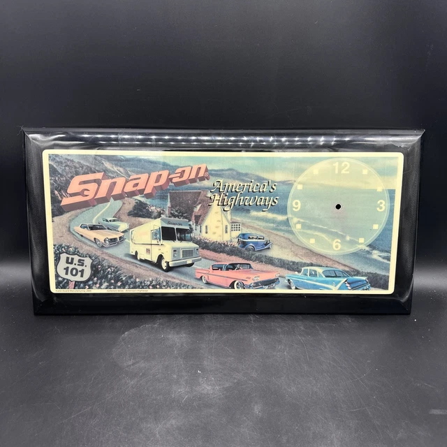 Vintage Snap On Tools America’s Highways Wall Clock 23"x11” READ No click Mech.