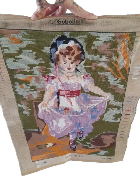 House Clearance Vintage Gobelin Tapestry Of Girl