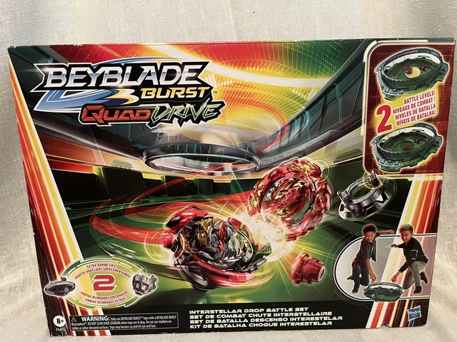 Beyblade Burst QuadDrive – Set Interstellar Drop – Arène 2 Niveaux, 2 Toupies 4-en-1, 2 Lanceurs – Dès 8 Ans