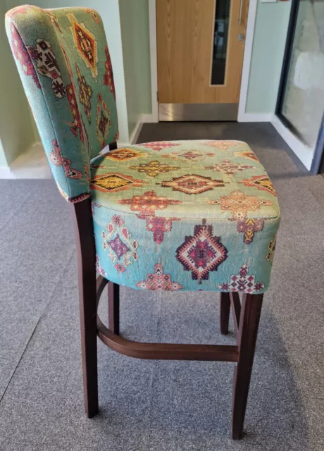 Patterned fabric bar stool with backrest