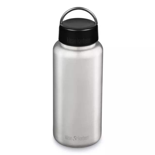 Klean Kanteen 40oz Wide (w/Wide Loop Cap + Bale) Brushed Stainless