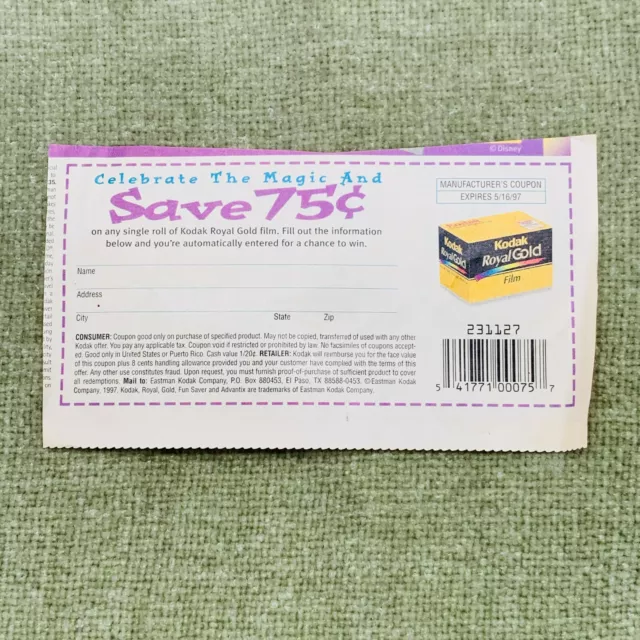 Kodak Royal Gold Film Coupon Save 75 Cents Exp 5/16/1997 Advertising Print Ad