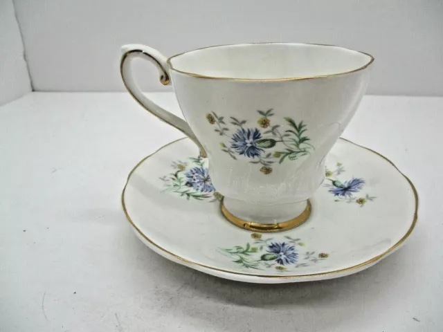 Royal Grafton England Porcelain Bone China Tea Cup And Saucer Blue Flowers