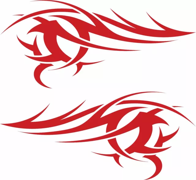 LARGE Red Flames x2 vinyl graphics car side stickers decals tribal fun racing