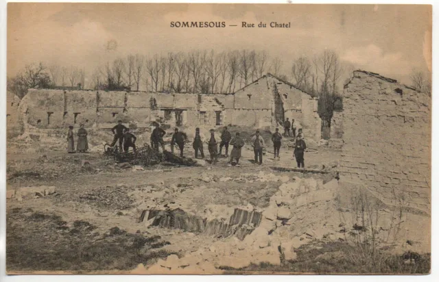 SUMSOUS - Marne - CPA 51 - the devastated rue du Chatel