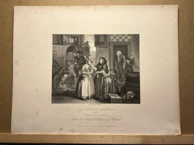 Harlot's Progress Caricature 1833 William Hogarth Antik Stahlstich Engraving 25