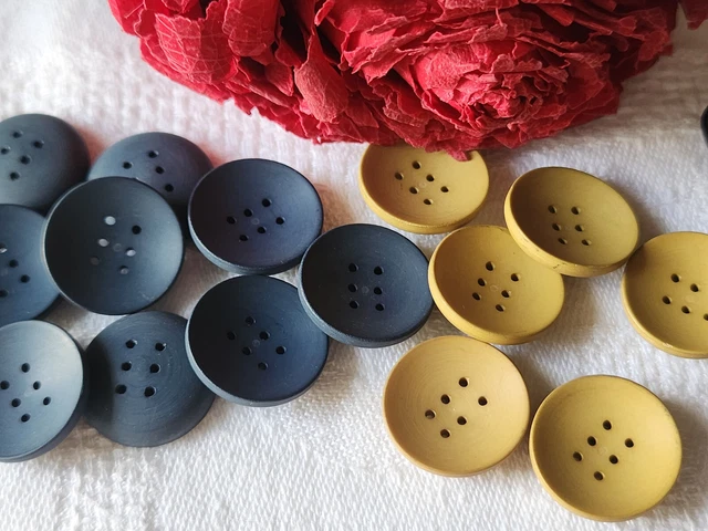 Lot De 6 Boutons Vintage Moutarde - Diamètre 2,6 Cm, Épais, Réf. 705, Occasion