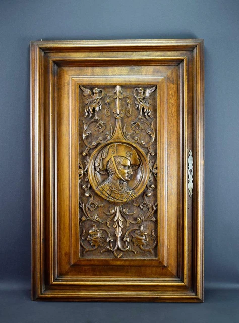 French Antique Gothic Hand Carved Wood Cupboard Door 19th 2