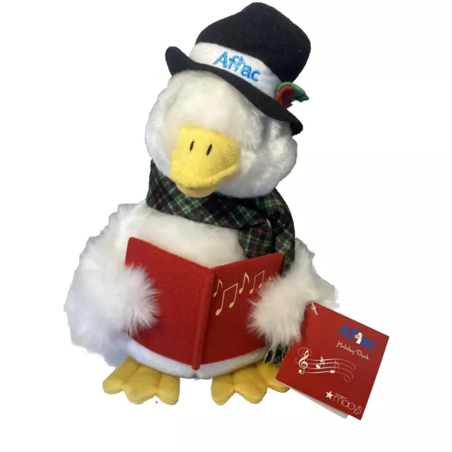 Macys  Holiday Christmas Aflac Duck Plush Stuffed Animal 10” Talking With Tags