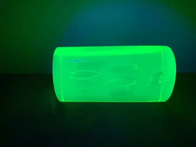 Uranium Glass Vaseline Glass Murano Fish Bowl Huge 6lb 1 Ounce