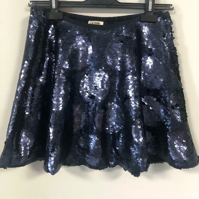 Mini Boden Gonna Paillettes Blu Mezzanotte Età 11-12 Anni TD009 FF 01