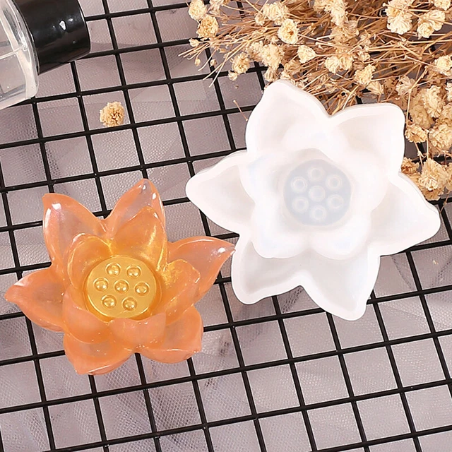 DIY 3D LOTUS Candle Holder Silicone Mold Wax Mould Clay Epoxy Resin