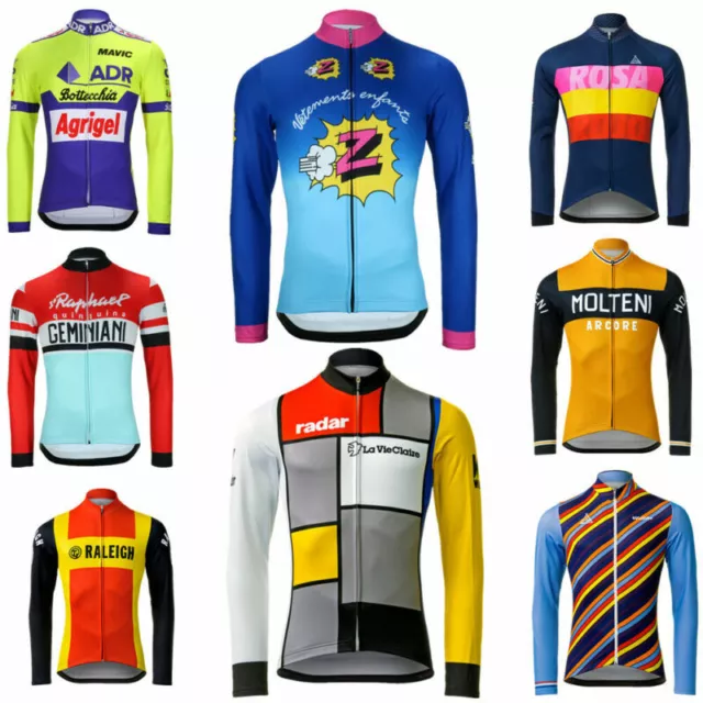 Mens Cycling Jersey Long Sleeve MTB Shirt Full Zip Cycling Top Team