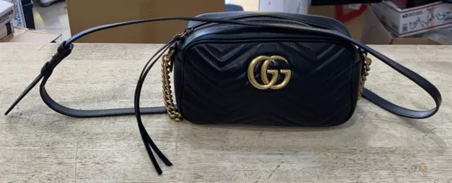 Gucci GG Marmont Shoulder Bag Matelasse Leather Small Black