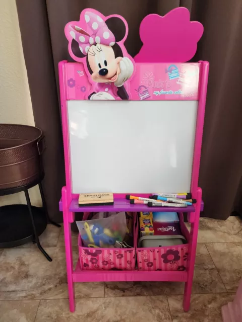 Mini Mouse Wooden Double-Sided Kids Easel with Storage -Ideal