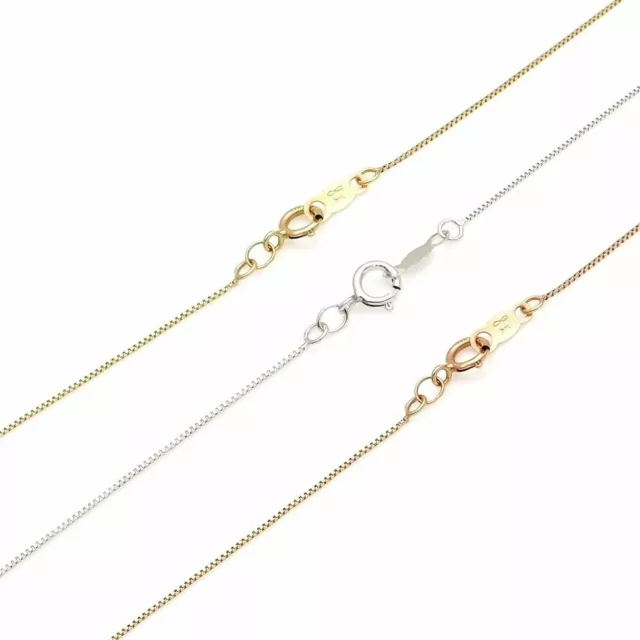 Real 14K White Yellow Rose Gold Square Box Link Chain For Pendant Necklace Italy