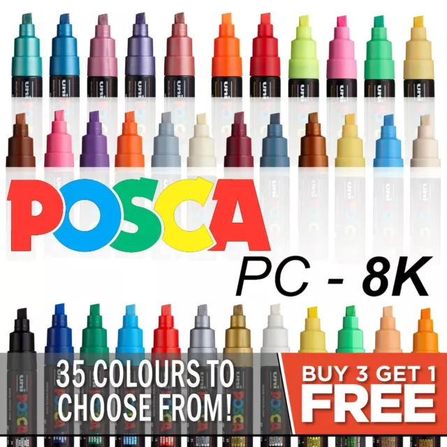POSCA PC- 8 k-Feutre à dessin-PC- 8 k Lot de 8 Métal-Dans coffret