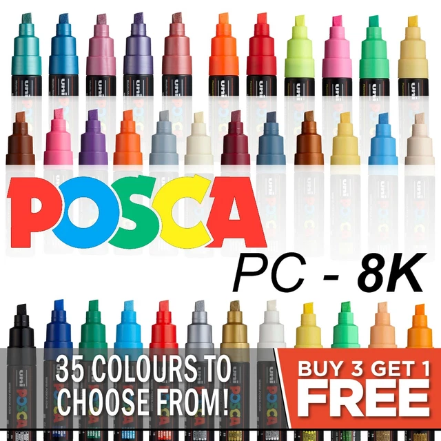 POSCA PC8K PAINT Markers Art Pens Chisel Tip All Colours Buy 4