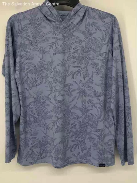 Patagonia Womens Gray Leaf Print Long Sleeve Comfort Pullover Hoodie Size Large