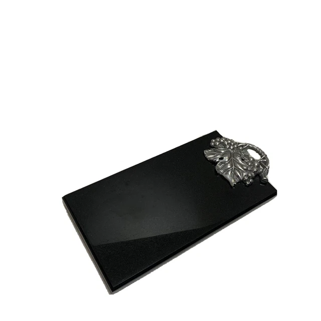 Black Marble Pewter Grape Cheese Tray Charcuterie Granite Vtg Arthur Court