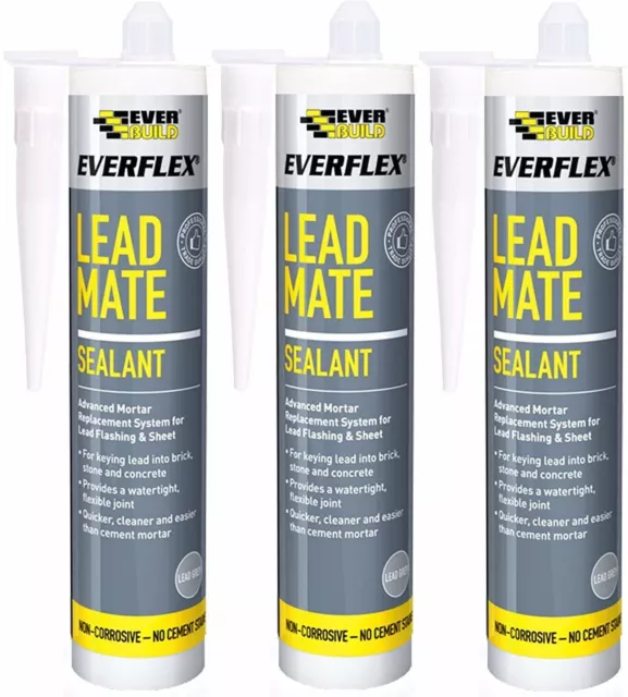 Everbuild Everflex Lead Mate Sealant Grey 300ml  x 3