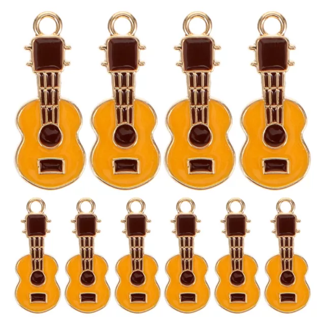 10 Pcs Guitar Pendant Metal Music Keychain Charm Bracelet Charms